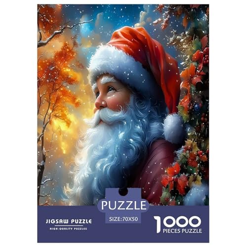 Weihnachtsmann-Puzzles Puzzle für Erwachsene Kinder, 1000 Teile Weihnachten Große Geschenke Herausforderung Spielzeug Lernspiel Heimdekoration für Lernspiele Geschenke 70x50cm/1000pcs von UYNSIXTME