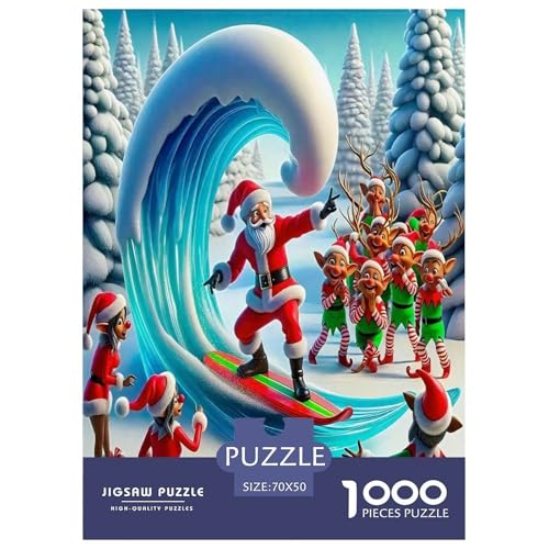 Weihnachtsmann-Puzzles Puzzle für Erwachsene Kinder, 1000 Teile Weihnachten Große Geschenke Herausforderung Spielzeug Lernspiele Heimdekoration für Lernspiele Geschenke 70x50cm/1000pcs von UYNSIXTME