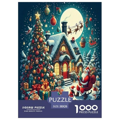Weihnachtsmann-Puzzles Puzzle für Erwachsene Kinder, 1000 Teile Weihnachten Impossible Challenge Spielzeug Lernspiele Heimdekoration für Lernspiele Geschenke 38 x 26 cm/1000 Stück von UYNSIXTME