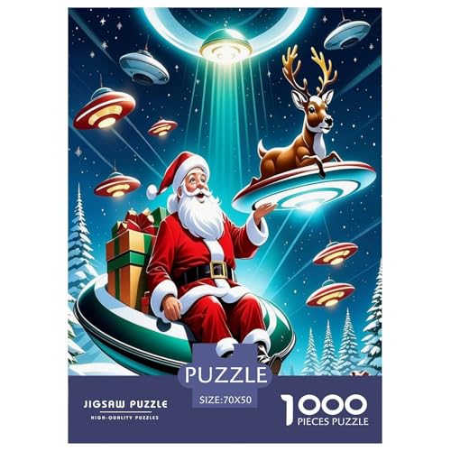 Weihnachtsmann-Puzzles Puzzle für Erwachsene Kinder, 1000 Teile Weihnachten Impossible Challenge Spielzeug Lernspiele Heimdekoration für Lernspiele Geschenke 70x50cm/1000pcs von UYNSIXTME