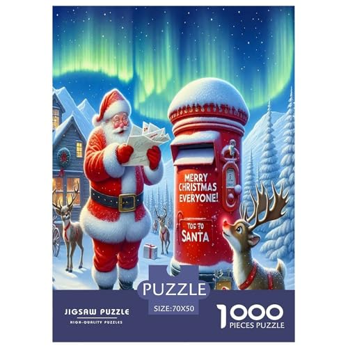 Weihnachtsmann-Puzzles Puzzle für Erwachsene Kinder, 1000 Teile Weihnachten skurrile Herausforderung Spielzeug Lernspiele Heimdekoration für Lernspiele Geschenke 70x50cm/1000pcs von UYNSIXTME