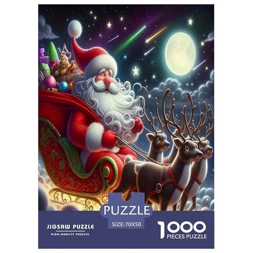 Weihnachtsmann-Puzzles Puzzle für Erwachsene Kinder, 1000 Teile Weihnachten skurrile Herausforderung Spielzeug Lernspiele Heimdekoration für Lernspiele Geschenke 70x50cm/1000pcs von UYNSIXTME