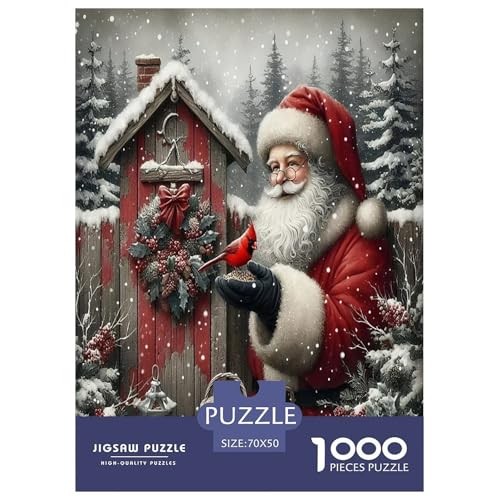 Weihnachtsmann-Puzzles Puzzle für Erwachsene und Kinder, 1000 Teile Weihnachten skurrile Herausforderung Spielzeug Lernspiel Heimdekoration für Lernspiele Geschenke 70x50cm/1000pcs von UYNSIXTME