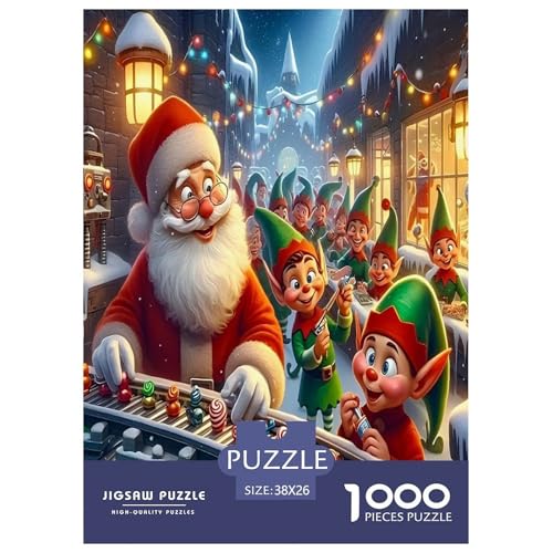 Weihnachtsmann-Puzzles für Erwachsene und Kinder, 1000 Teile, Weihnachten, Impossible Challenge Spielzeug, Lernspiele, Heimdekoration für Erwachsene und Kinder ab 14 Jahren, 38 x 26 cm, 1000 Stück von UYNSIXTME