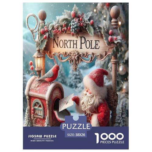 Weihnachtsmann-Puzzles für Erwachsene und Kinder, 1000 Teile Weihnachten Impossible Challenge Spielzeug Lernspiel Heimdekoration für Lernspiele Geschenke 38 x 26 cm/1000 Stück von UYNSIXTME