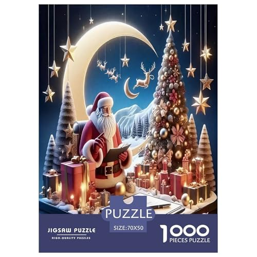 Weihnachtsmann-Puzzles für Erwachsene und Kinder, 1000 Teile Weihnachten Impossible Challenge Spielzeug Lernspiel Heimdekoration für Lernspiele Geschenke 70x50cm/1000pcs von UYNSIXTME