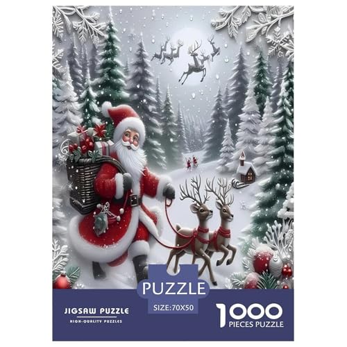 Weihnachtsmann-Puzzles für Erwachsene und Kinder, 1000 Teile Weihnachten Impossible Challenge Spielzeug Lernspiele Heimdekoration für Lernspiele Geschenke 70x50cm/1000pcs von UYNSIXTME