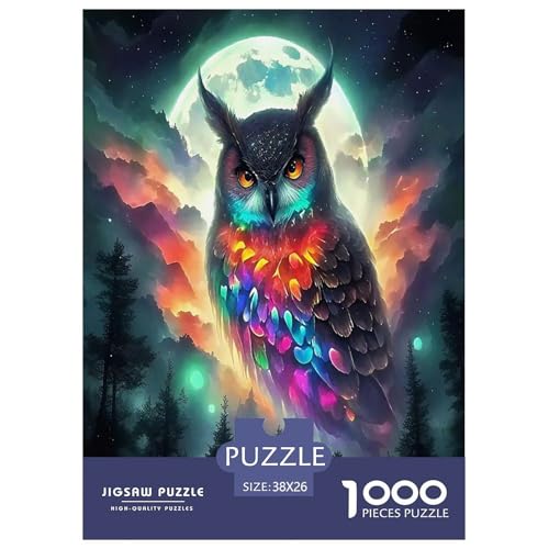 Weisheit der Eule Puzzle 1000 Teile Schwer Puzzle Spielzeug Pädagogisches Spiel Impossible Cartoon Bunte Tiere Herausforderung Spielzeug Für Erwachsene Kinder 38x26cm/1000pcs von UYNSIXTME