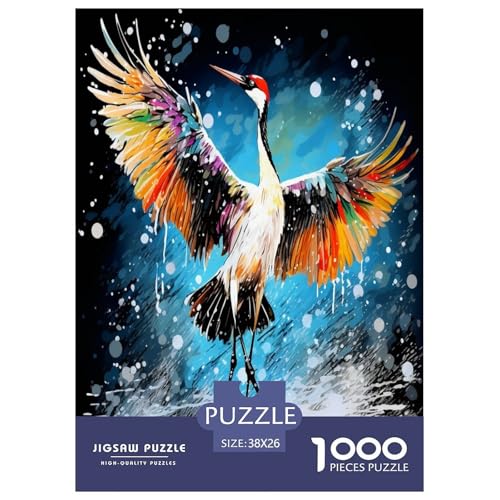 Weißer Kran Puzzle 1000-teilige Schwer Puzzle Spielzeug Pädagogisches Spiel Impossible Herausforderungsspielzeug Für Erwachsene Kinder 38x26cm/1000pcs von UYNSIXTME