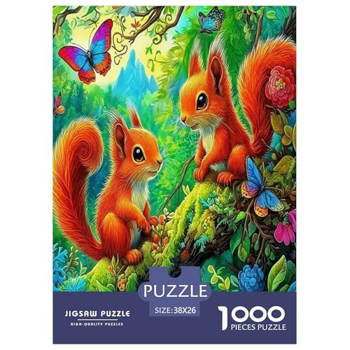 Wildtier Eichhörnchen Puzzle 1000 Teile Schwer Puzzle Spielzeug Lernspiel Impossible Cartoon Farbe Herausforderungsspielzeug Für Erwachsene Und Kinder Ab 14 Jahren 38x26cm/1000pcs von UYNSIXTME