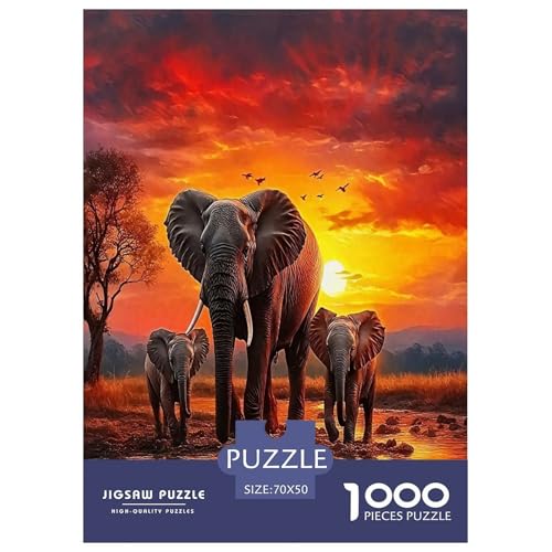 Wildtier Elefanten Puzzle 1000 Teile Schwer Puzzle Spielzeug Lernspiel Impossible Cartoon Farbe Herausforderung Spielzeug Für Erwachsene Und Kinder in Bewährter 70x50cm/1000pcs von UYNSIXTME