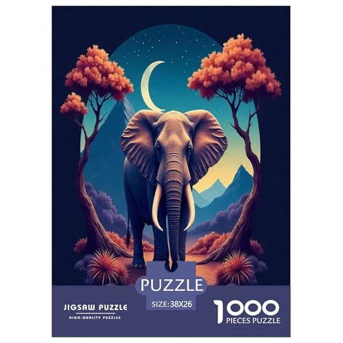 Wildtier Elefanten Puzzles 1000 Teile Schwer Puzzle Spielzeug Lernspiel Impossible Cartoon Farbe Herausforderung Spielzeug Für Erwachsene Und Kinder in Bewährter 38x26cm/1000pcs von UYNSIXTME