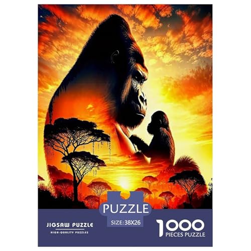 Wildtier Gorilla Puzzles 1000 Teile Schwer Puzzle Spielzeug Pädagogisches Spiel Impossible Cartoon Farbe Herausforderung Spielzeug Für Erwachsene Und Kinder in Bewährter 38x26cm/1000pcs von UYNSIXTME