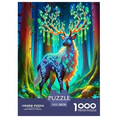 Wildtier Hirsch Puzzle 1000 Teile Schwer Puzzle Spielzeug Lernspiel Impossible Cartoon Farbe Herausforderungsspielzeug Für Erwachsene Und Kinder Ab 14 Jahren 38x26cm/1000pcs von UYNSIXTME