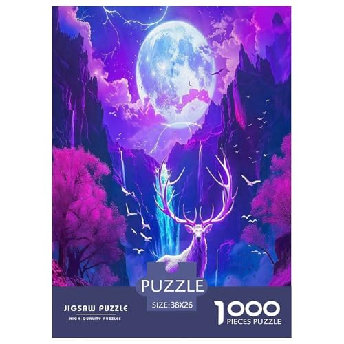 Wildtier Hirsch Puzzles 1000 Teile Schwer Puzzle Spielzeug Pädagogisches Spiel Impossible Cartoon Farbe Herausforderung Spielzeug Für Erwachsene Und Kinder Ab 14 Jahren 38x26cm/1000pcs von UYNSIXTME