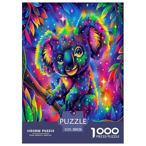 Wildtier Koala Puzzle 1000-teilige Schwer Puzzle Spielzeug Lernspiel Impossible Cartoon Farbe Herausforderung Spielzeug Für Erwachsene Kinder 38x26cm/1000pcs von UYNSIXTME