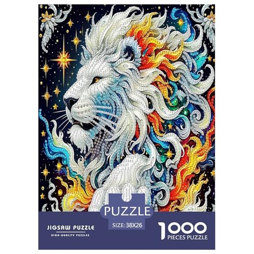 Wildtier Löwen Puzzle 1000 Teile Schwer Puzzle Spielzeug Pädagogisches Spiel Impossible Cartoon Farbe Herausforderungsspielzeug Für Erwachsene Und Kinder Ab 12 Jahren 38x26cm/1000pcs von UYNSIXTME