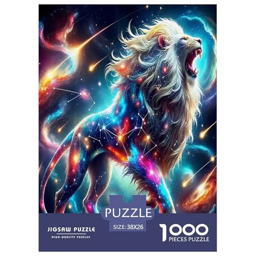 Wildtier Löwen Puzzle 1000-teilige Schwer Puzzle Spielzeug Lernspiel Impossible Cartoon Farbe Herausforderung Spielzeug Für Erwachsene Kinder 38x26cm/1000pcs von UYNSIXTME