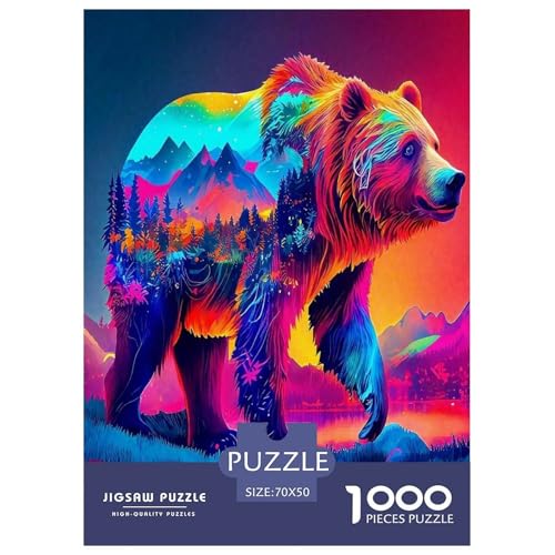 Wildtiere Braunbären Puzzle 1000 Teile Schwer Puzzle Spielzeug Pädagogisches Spiel Impossible Cartoon Farbe Herausforderung Spielzeug Für Erwachsene Kinder 70x50cm/1000pcs von UYNSIXTME