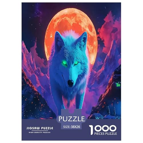 Wildtiere Wölfe Puzzles 1000 Teile Schwer Puzzle Spielzeug Pädagogisches Spiel Impossible Cartoon Farbe Herausforderung Spielzeug Für Erwachsene Und Kinder Ab 12 Jahren 38x26cm/1000pcs von UYNSIXTME