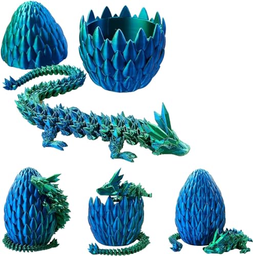Dragon Egg, Dragon Eggs with Dragon Inside, 12In Dragon Toy, 3D Printed Dragon Egg Fidget Toys, Dragon Easter Eggs Easter Basket Stuffers (Blau) von UYOE
