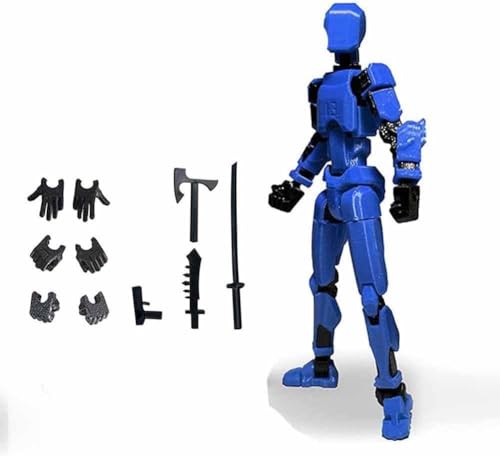 Titan 13 Action Figure, 3D Printed Multi-Jointed Movable,Full Articulation for Stop Motion Animation,Lucky T13 Action Figure Articulated Robot Dummy Action Figures (Blau) von UYOE