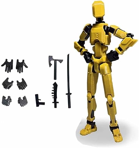 Titan 13 Action Figure, 3D Printed Multi-Jointed Movable,Full Articulation for Stop Motion Animation,Lucky T13 Action Figure Articulated Robot Dummy Action Figures (Gelb) von UYOE