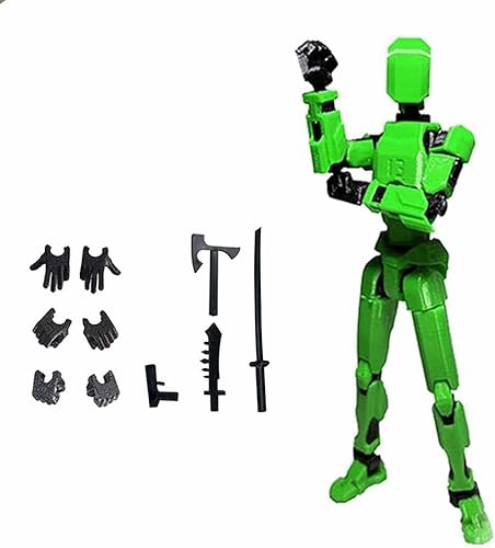 Titan 13 Action Figure, 3D Printed Multi-Jointed Movable,Full Articulation for Stop Motion Animation,Lucky T13 Action Figure Articulated Robot Dummy Action Figures (Grün) von UYOE