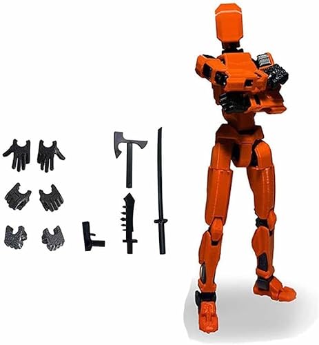 Titan 13 Action Figure, 3D Printed Multi-Jointed Movable,Full Articulation for Stop Motion Animation,Lucky T13 Action Figure Articulated Robot Dummy Action Figures (Orange) von UYOE