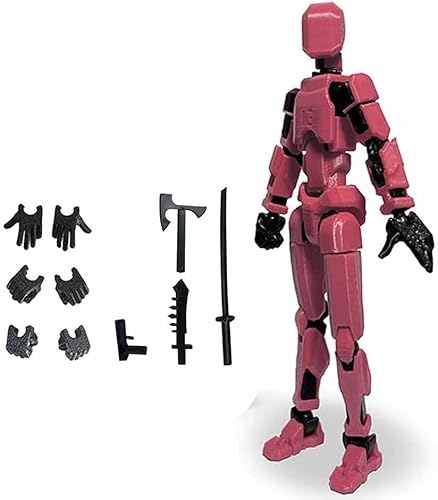 Titan 13 Action Figure, 3D Printed Multi-Jointed Movable,Full Articulation for Stop Motion Animation,Lucky T13 Action Figure Articulated Robot Dummy Action Figures (Rosa) von UYOE