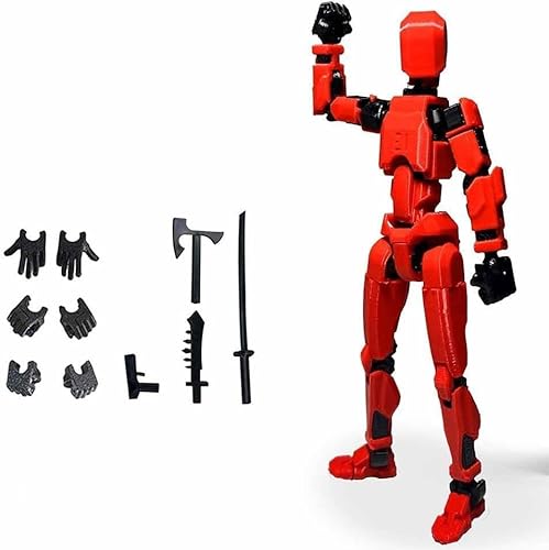Titan 13 Action Figure, 3D Printed Multi-Jointed Movable,Full Articulation for Stop Motion Animation,Lucky T13 Action Figure Articulated Robot Dummy Action Figures (Rot) von UYOE