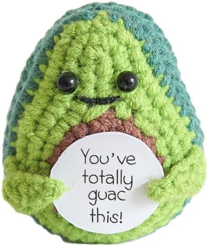 UYOE 2023 Handmade Emotional Support Pickled Cucumber Gift, Cute Handwoven Ornaments,Crochet Support Pickles Wooden Base Ornament for Office Desk,Christmas Knitting Doll Ornament Gift (E) von UYOE