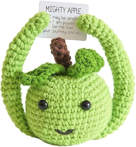 UYOE 2023 Handmade Emotional Support Pickled Cucumber Gift, Cute Handwoven Ornaments,Crochet Support Pickles Wooden Base Ornament for Office Desk,Christmas Knitting Doll Ornament Gift (K) von UYOE