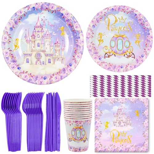 90 Stück Partygeschirr Geburtstag, Pappteller Kindergeburtstag, Schloss Prinzessin Pappbecher Servietten Strohhalme Kindergeburtstag Tischdeko für Prinzessin Geburtstag party 90 Stück Partygeschirr Geburtstag, Pappteller Kindergeburtstag, Schloss Prinzessin Pappbecher Servietten Strohhalme Kindergeburtstag Tischdeko für Prinzessin Geburtstag party von UYOTBKEUB