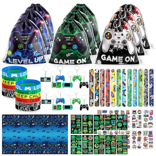 UYUYong 56 Stück Videospiel Mitgebsel mit Schnapparmband Kinder, Videospiel Controller Schlüsselanhänger, Leuchtendes Tattoo Aufkleber Spiel Tischdecke Silikonarmband Gaming Kordelzugbeutel, für Gamer UYUYong 56 Stück Videospiel Mitgebsel mit Schnapparmband Kinder, Videospiel Controller Schlüsselanhänger, Leuchtendes Tattoo Aufkleber Spiel Tischdecke Silikonarmband Gaming Kordelzugbeutel, für Gamer von UYUYong