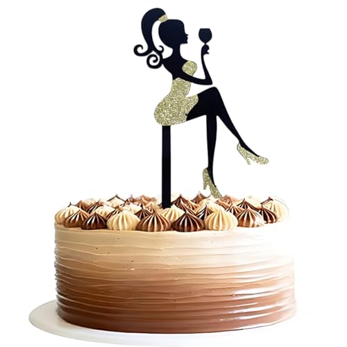 UYVPAER Mädchensilhouette Tortendeko, Cake Topper Glitter High Heel Mädchen Kuchen Deko Für Mädchen Lady Bachelorette Thema Geburtstag Party Tortendeko von UYVPAER
