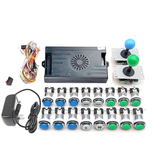 Arcade-Set, 9800 in 1, Pandora Saga, Box mit LED-Tasten, Arcade-Mame, 5-polig, 8-Wege-Joystick Arcade, Pandora DX, Set mit 4 Spielern, für Heim-Videospiel, Blau und Grün Arcade-Set, 9800 in 1, Pandora Saga, Box mit LED-Tasten, Arcade-Mame, 5-polig, 8-Wege-Joystick Arcade, Pandora DX, Set mit 4 Spielern, für Heim-Videospiel, Blau und Grün von UYXOERA