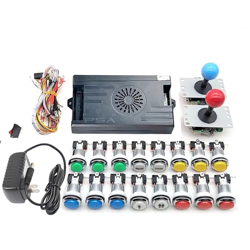 Arcade-Set, 9800 in 1, Pandora Saga-Box mit LED-Arcade-Tasten, 5-polig, 8-Wege-Joystick Arcade, Pandora DX, Set mit 4 Spielern für Heim-Videospiele (mehrfarbig) von UYXOERA