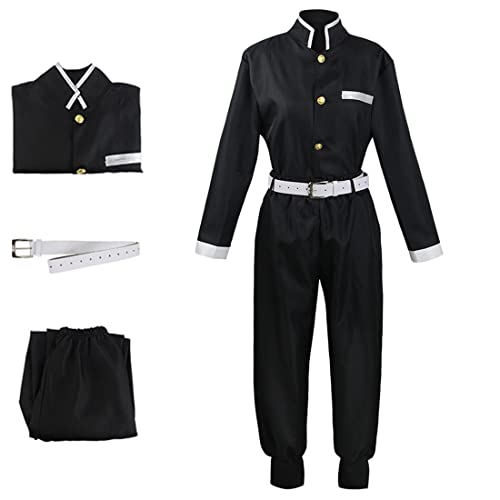 Dämonen-Cosplay-Kostüm für Herren, japanisches Anime-Cosplay, schwarz, Team-Uniform, Kimono-Outfit mit Gürtel (L, schwarz) von UZAIN
