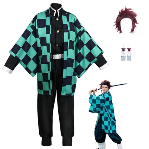 Giyuu Cosplay Kimono Outfit Rengoku Anime Kamado Tanjirou Cosplay Uniform Anzug Kostüm Halloween Party (L, Suit-A) von UZAIN