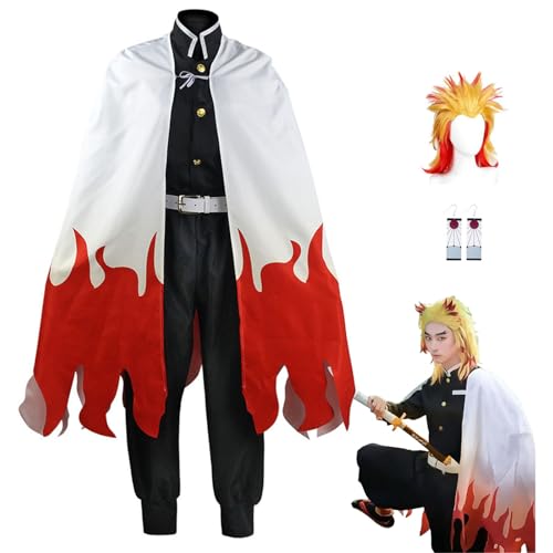 Giyuu Cosplay Kimono Outfit Rengoku Anime Kamado Tanjirou Cosplay Uniform Anzug Kostüm Halloween Party (S, Anzug-D) von UZAIN