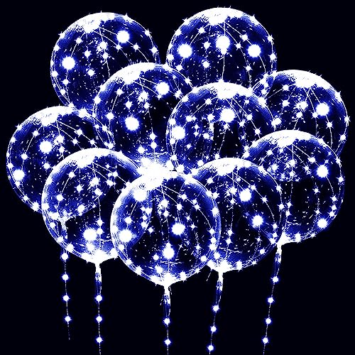 LED-Luftballons, transparent, glänzend, mit Lichterkette, für Party, Geburtstag, Hochzeit, Dekoration, kaltweiß, 10 Stück von UZER
