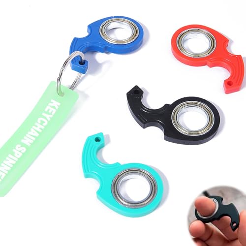 Fidget Spinner Schlüsselanhänger, 4 Stück Spinner Fidget Ring Spielzeug, Schlüsselanhänger Fidget Ring Spielzeug, Anti Angst, Anti Stress Spinnspielzeug von UZKWYKYC