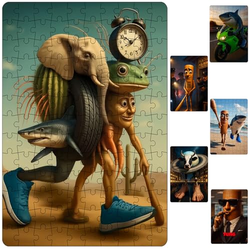 Puzzle für Erwachsene, Tung Tung Tung Sahur Spielzeug, Italienisches Brainrot Tier RäTsel, Papierpuzzle Spielzeug, Familien Puzzle Tour, Geschenkidee für Kinder & Fans von UZKWYKYC