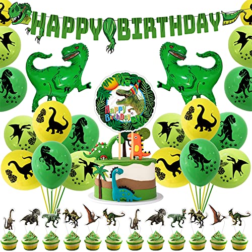 3D Dinosaurier Ballon 34 Stück Dinosaurier Geburstagdeko Kit Dino Folienballon Geburtstag Dinosaurier Geburtstagsbanner Dinosaurier Cupcake Topper,Kindergeburtstag Deko Dino von UZSXHJ