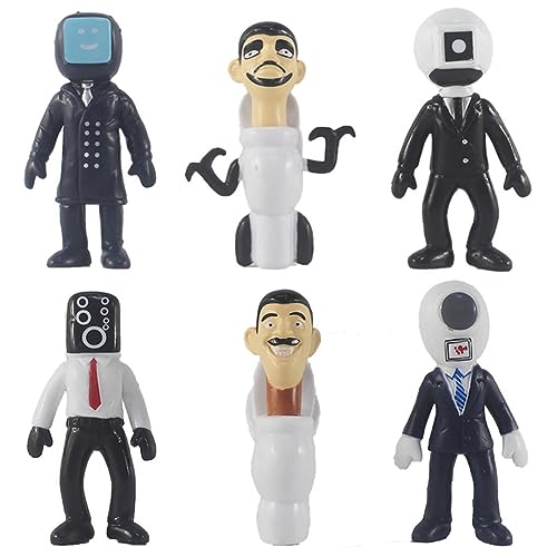 6pcs Toilet Figures Anime-Charaktermodell Camera Man Figures Set, Speaker Man TV Man Figures Desktop Dekoration Actionfigur Sammlermodell for Fans Geburtstags Party Dekorationen Lieferungen von UZSXHJ