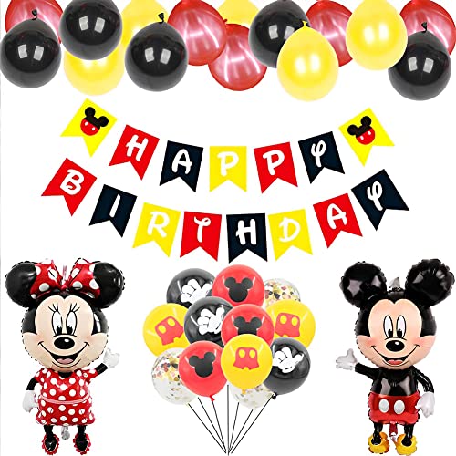 Cartoon Mouse Party Supplies 31 pcs Mouse Ballons Rot Schwarz Dot Luftballons Cupcake Topper Birthday Themed Party Supplies Motto Birthday Party Dekorationen,Baby Shower Supplies von UZSXHJ