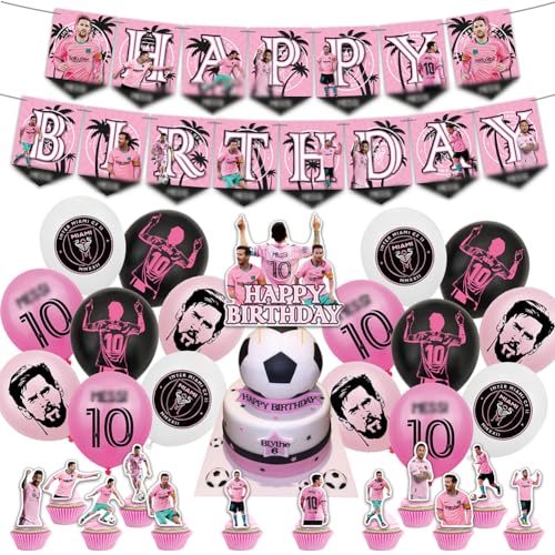 Fußball Party Dekorationen Fußball Geburtstagsfeier Dekorationen Fußballstar Themen Birthday Partyset Dekoration Hintergrund Ballon Cup Cake Toppers für Kinder Fußballfans Geburtstagsparty 30 pcs von UZSXHJ