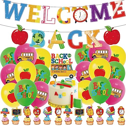 Premium Reusable Decoration,35Pcs Schule Eröffnung Thema Party Supplies Set, Schule Eröffnung Banner, Kuchen Dekorationen, Kinder Schule Eröffnung Party Dekorationen von UZSXHJ