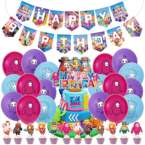 UZSXHJ 44 Stück Guys Party Geburtstag Luftballons Dekoration Set,Geburtstagsfeierzubehör Geburtstagstorte Topper-Cupcake Toppers Latex Character Ballons für Kinder von UZSXHJ